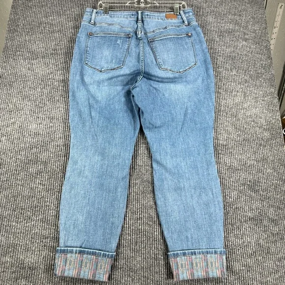 Judy Blue Jeans Womens Size 16W Aztec Cuffed Relaxed Fit Casual Comfort - Picture 11 of 16